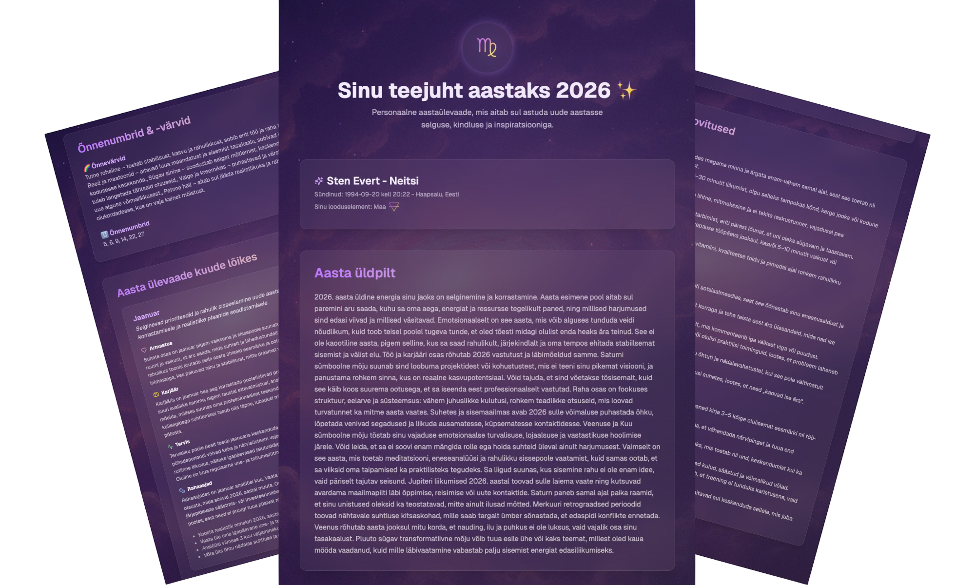 Horoskoobi veebilehe eelvaade